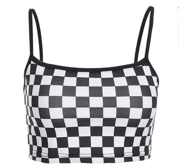 Plaid Crop Top, Checkered Vest, Spaghetti Strap Top