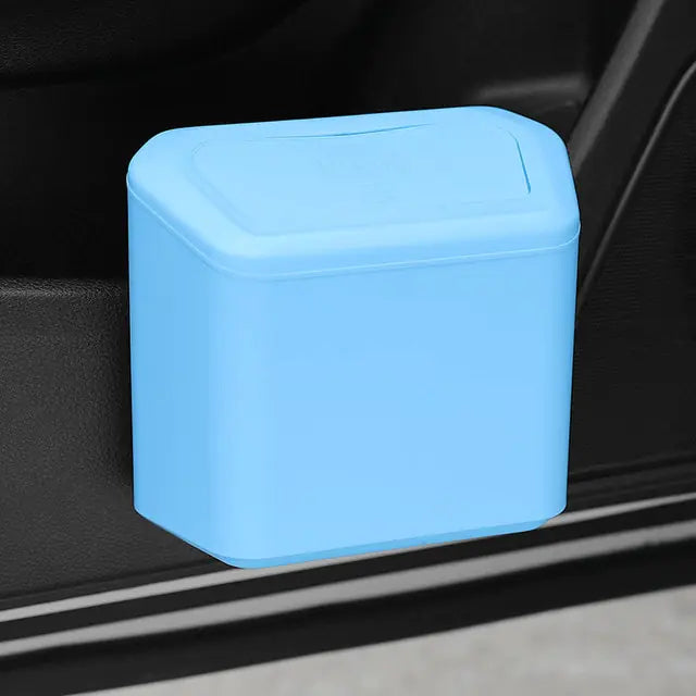 Square Press-Type Car Trash Bin: Black, Blue, Pink