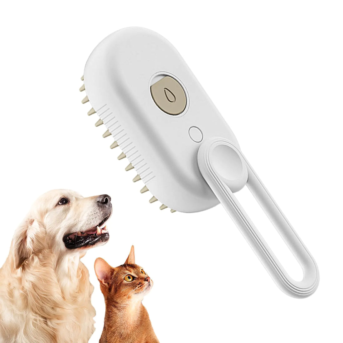 Steamy Pet Brush - Convenient Hair Removal Easy Collection Massage Function - Ideal Steam Brush for Cats! (White)
