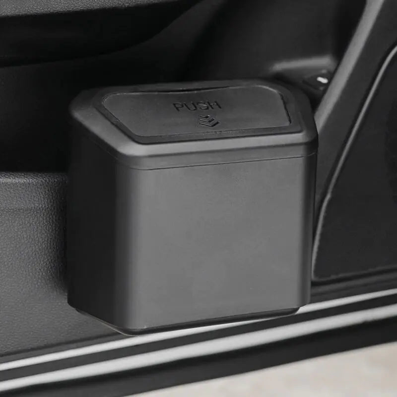 Square Press-Type Car Trash Bin: Black, Blue, Pink