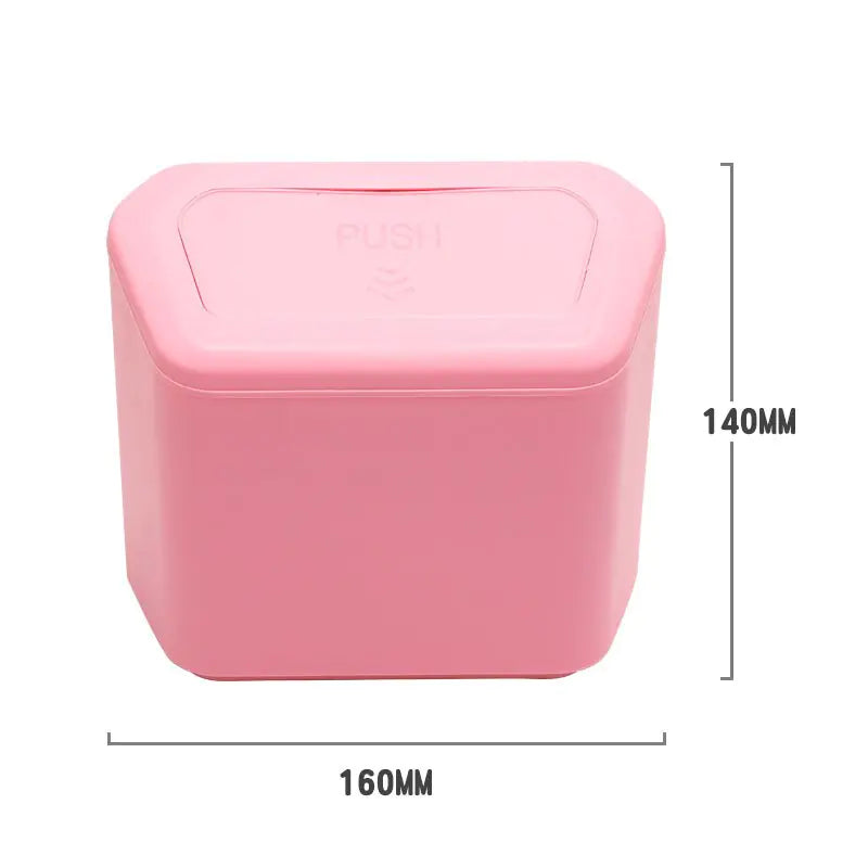 Square Press-Type Car Trash Bin: Black, Blue, Pink