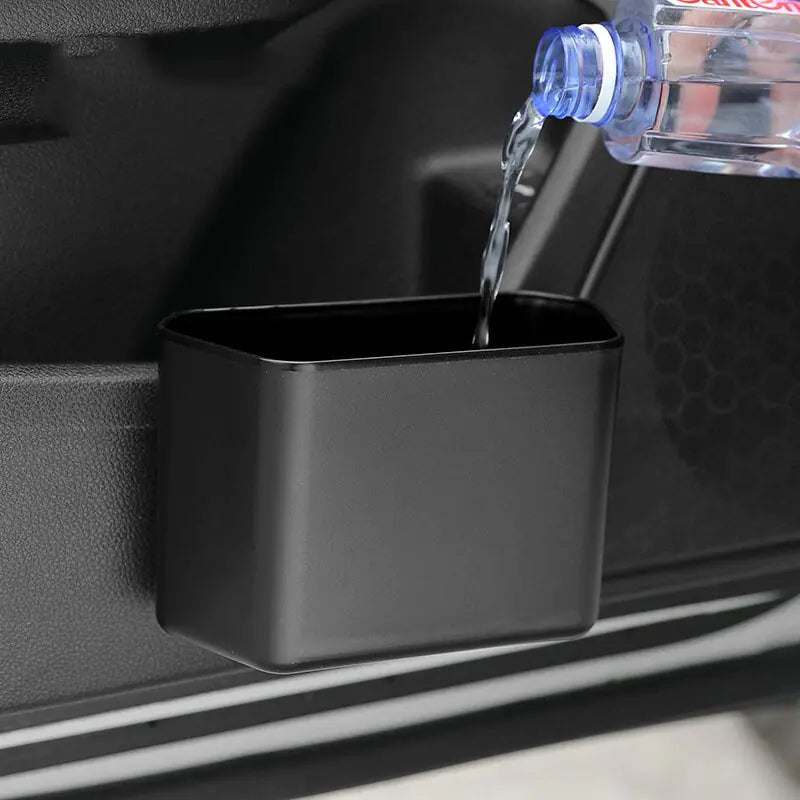 Square Press-Type Car Trash Bin: Black, Blue, Pink