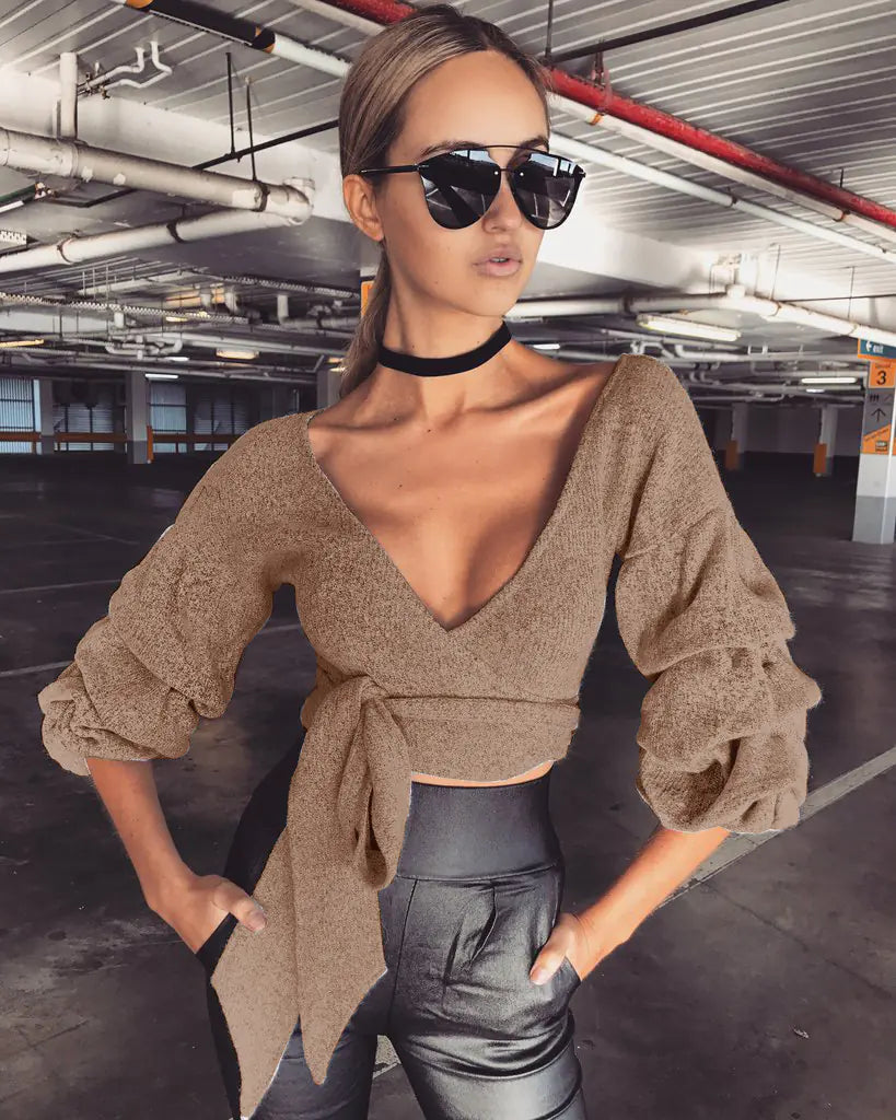 Warm Tie Top, Base Shirt, Women's Top